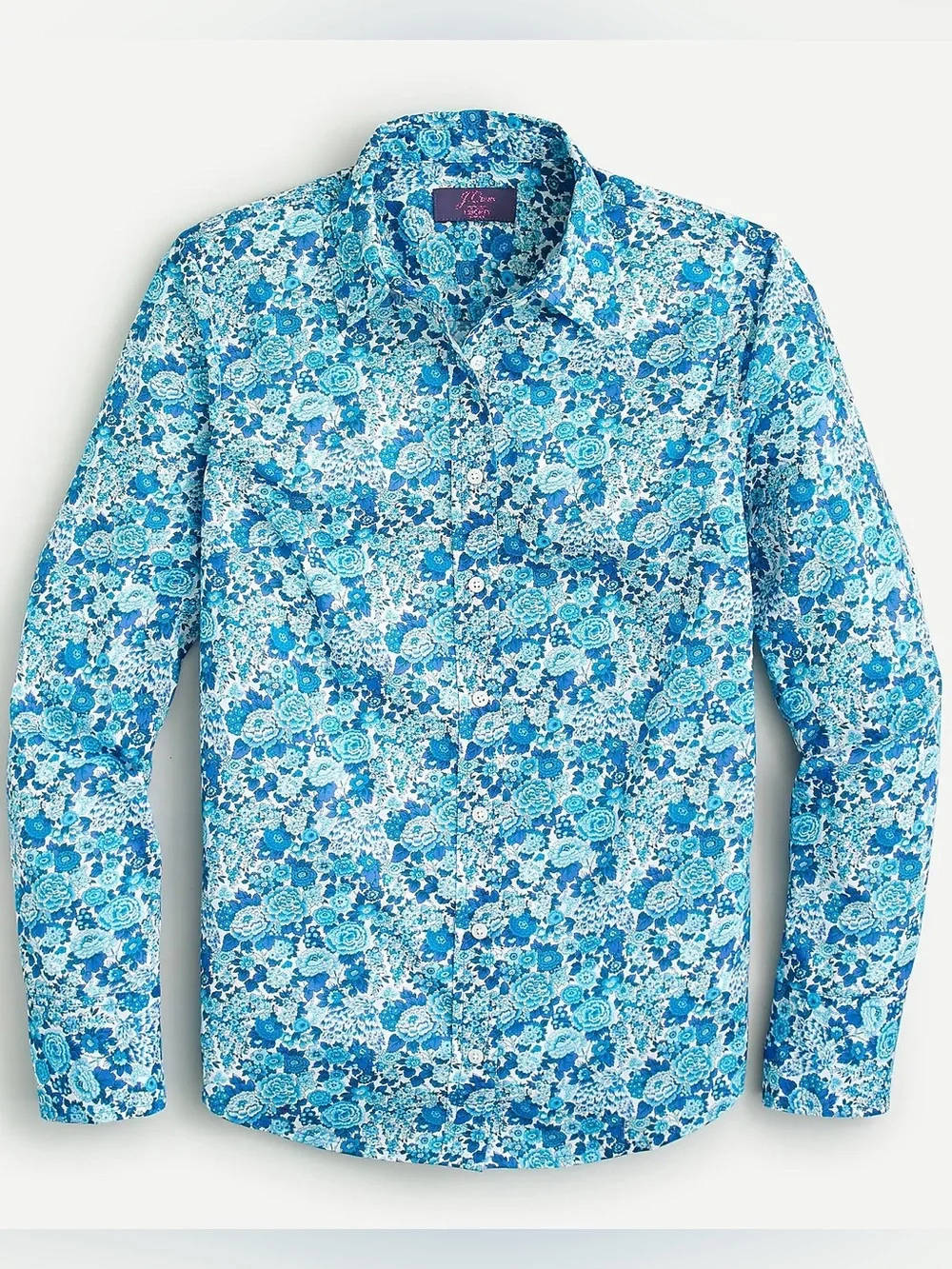 J Crew Liberty Of London Slim Perfect Shirt Elysian Day Blue Floral 6 Cotton